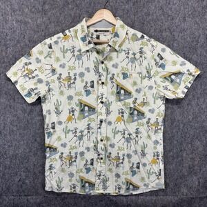 Levitate Cantina Shirt Men's Medium Short Sleeve Hemp Organic Cotton Skeletons